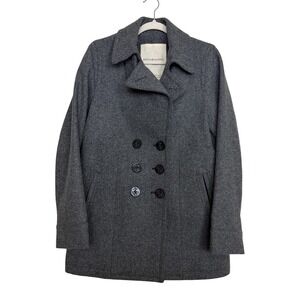 Denim & Supply Ralph Lauren Peacoat Sz L Gray Wool Double Breasted Military
